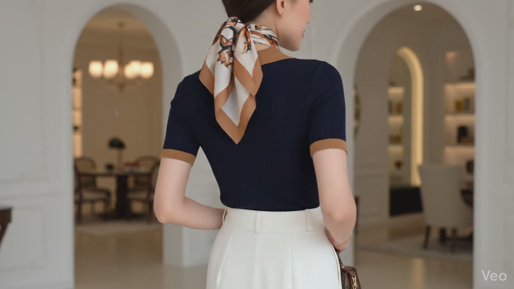 Women's French Collar Knitted Short Sleeve